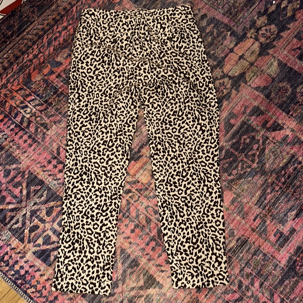 J. Crew linen blend Cheetah Print Cafe Capri Pants Size 0